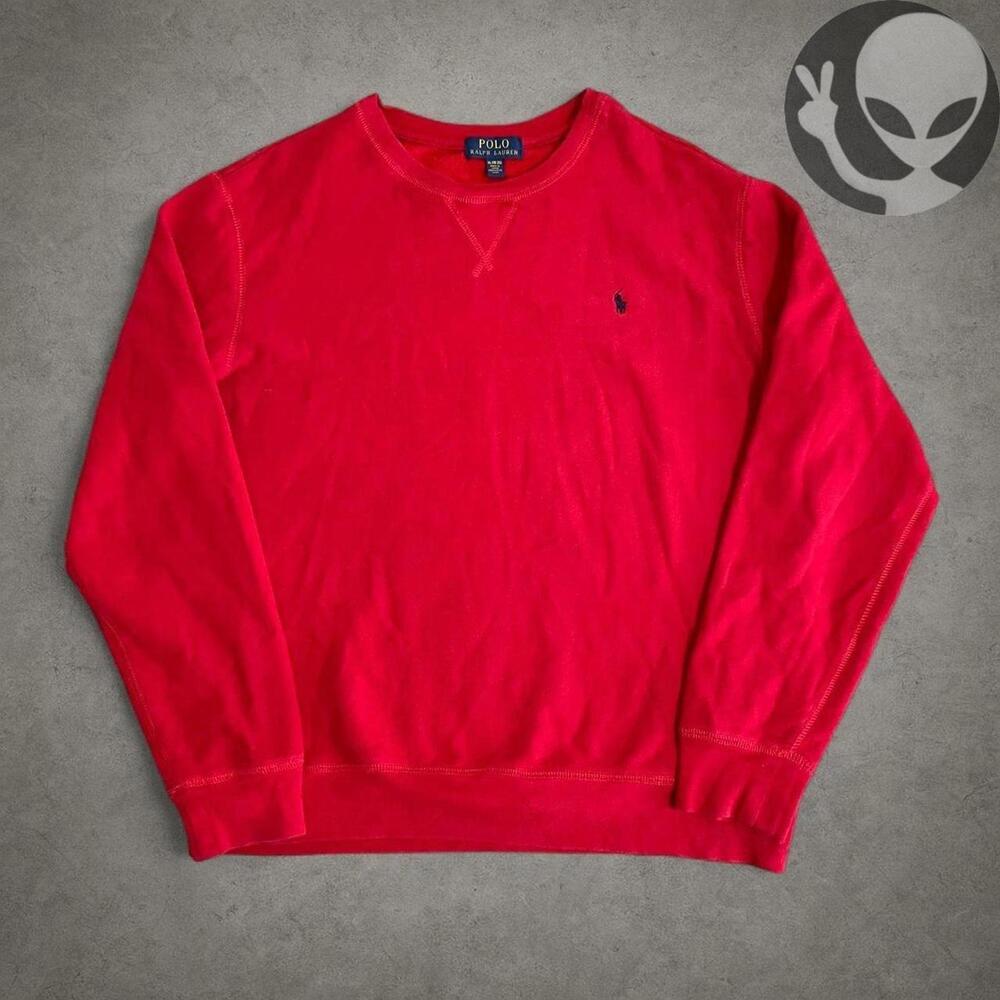 Polo Ralph Lauren Crewneck Sweater Small Red Cotton Pullover - Picture 3 of 6